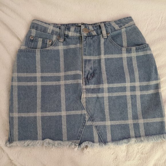 Boohoo Denim Check Skirt - Picture 3 of 3